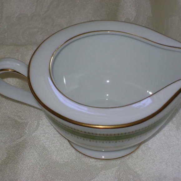 Vintage Noritake China Enchantress Creamer 2066 Green Band Gold Discontinued - Picture 5 of 9